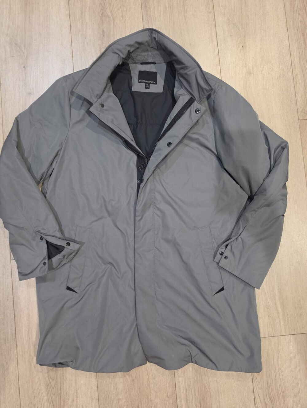 Banana Republic Nylon Mac Jacket Gray XL Lightweight Rain Coat
